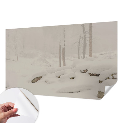 Papel de parede 3D floresta nevada