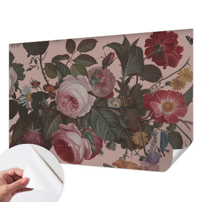 Papel de parede 3D com padrão floral elegante