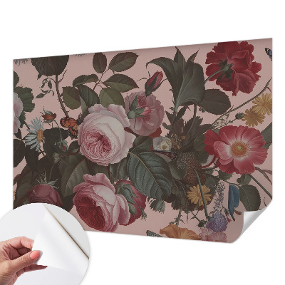 Papel de parede 3D com padrão floral elegante