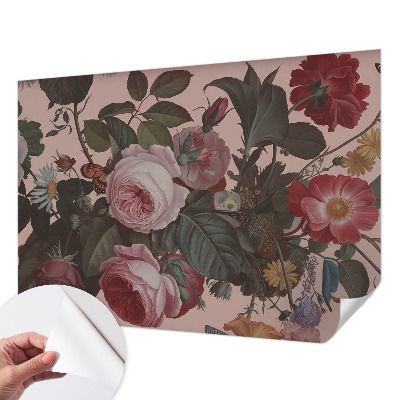 Papel de parede 3D com padrão floral elegante
