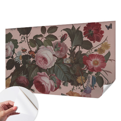 Papel de parede 3D com padrão floral elegante