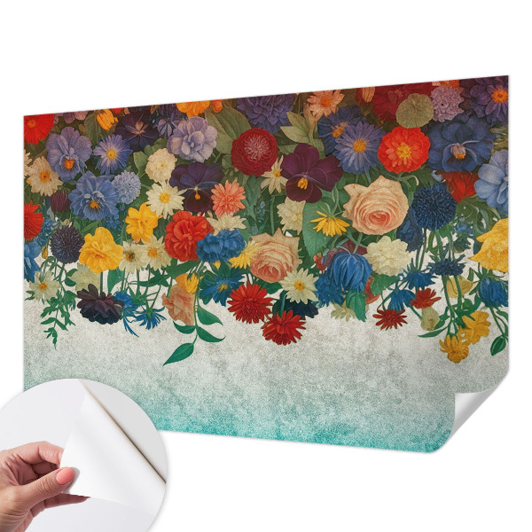 Papel de parede autocolante para sala Flores coloridas