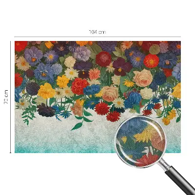 Papel de parede autocolante para sala com padrão de flores coloridas