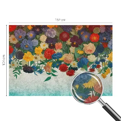 Papel de parede autocolante para sala com padrão de flores coloridas