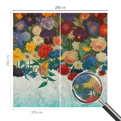 Papel de parede autocolante para sala com padrão de flores coloridas