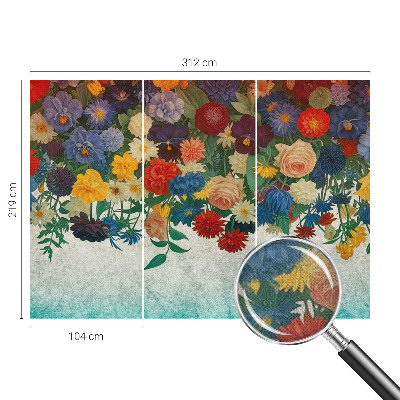 Papel de parede autocolante para sala Flores coloridas