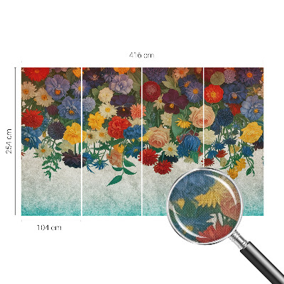 Papel de parede autocolante para sala Flores coloridas