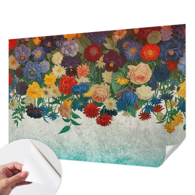 Papel de parede autocolante para sala Flores coloridas