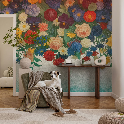Papel de parede autocolante para sala Flores coloridas