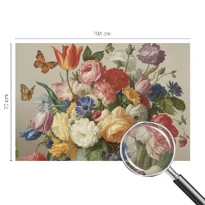 Autocolante de parede fotográfico com flores e borboletas