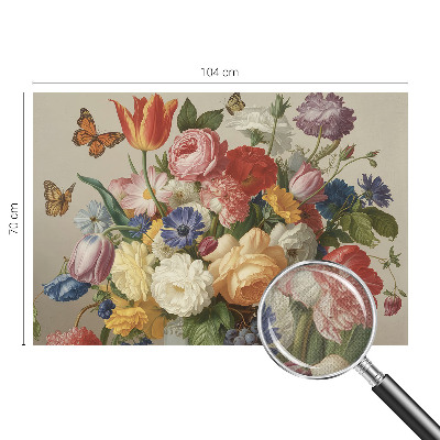 Autocolante de parede fotográfico Flores e borboletas
