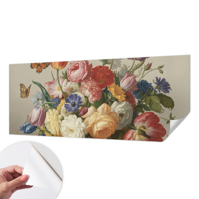 Autocolante de parede fotográfico Flores e borboletas