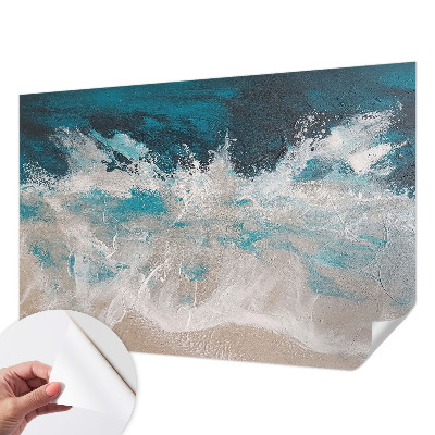 Papel de parede autocolante para quarto com estampa de ondas do oceano