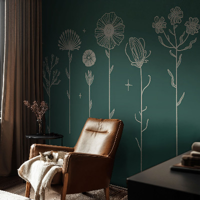 Papel de parede autocolante para sala flores delicadas