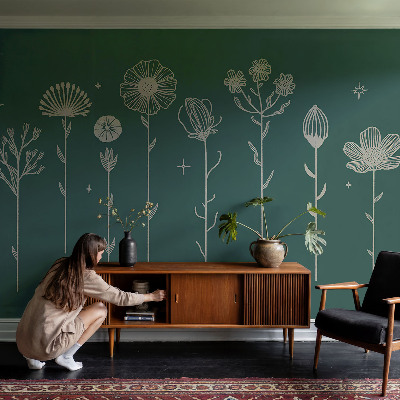 Papel de parede autocolante para sala flores delicadas
