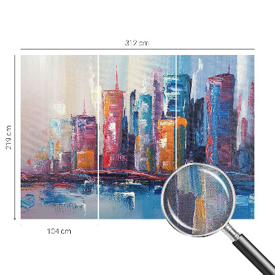 Papel de parede autocolante com estampa de cidade colorida