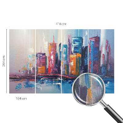 Papel de parede autocolante com estampa de cidade colorida