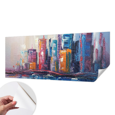 Papel de parede autocolante com estampa de cidade colorida