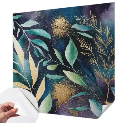 Papel de parede autocolante para sala com estampa de folhas botânicas
