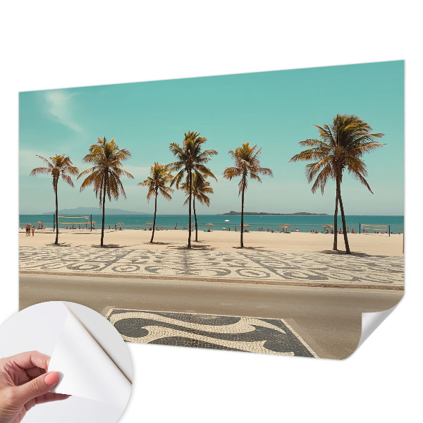 Papel de parede 3D Praia com palmeiras