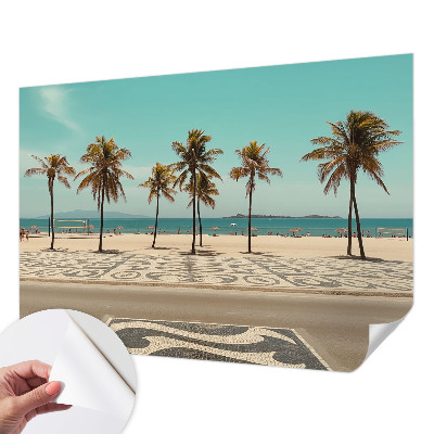Papel de parede 3D Praia com palmeiras