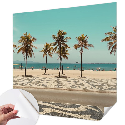 Papel de parede 3D Praia com palmeiras