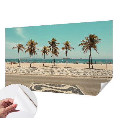 Papel de parede 3D Praia com palmeiras