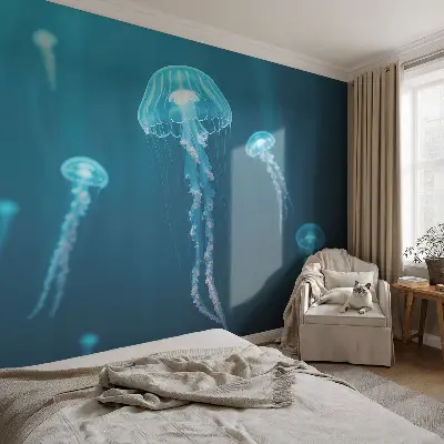Papel de parede autocolante para quarto com padrão de inspiração marítima