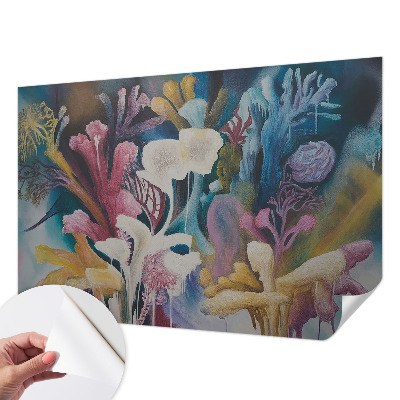 Papel de parede 3D com estampa de explosão floral
