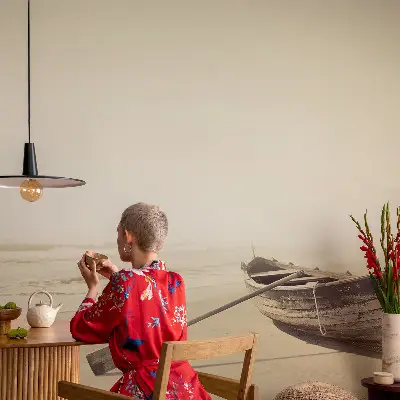 Papel de parede autocolante para sala com estampa 'Tranquilidade à beira-mar' para decorar ambientes