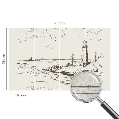 Papel de parede autocolante com estampa de paisagem costeira