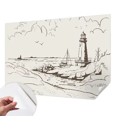 Papel de parede autocolante com estampa de paisagem costeira
