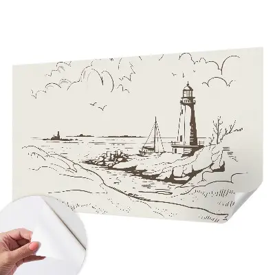 Papel de parede autocolante com estampa de paisagem costeira