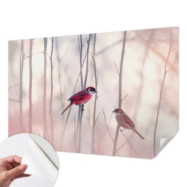 Papel de parede autocolante para sala com estampa de casal de pássaros