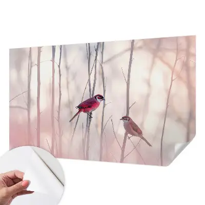 Papel de parede autocolante para sala com estampa de casal de pássaros