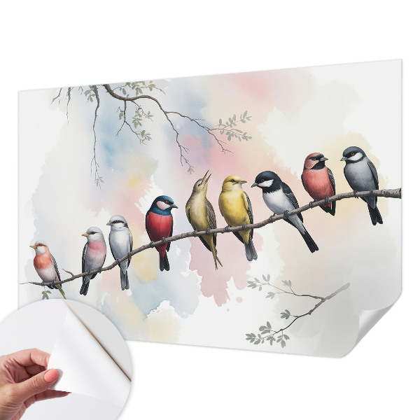 Papel de parede para criança Pássaros em um galho