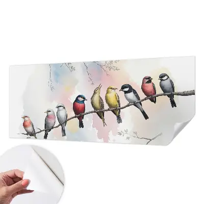 Papel de parede para criança com padrão de pássaros em um galho