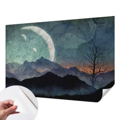 Papel de parede autocolante para quarto com estampa de paisagem noturna