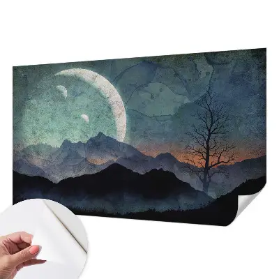 Papel de parede autocolante para quarto com estampa de paisagem noturna
