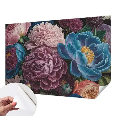 Papel de parede infantil com estampa de flores coloridas