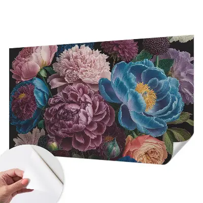 Papel de parede infantil com estampa de flores coloridas