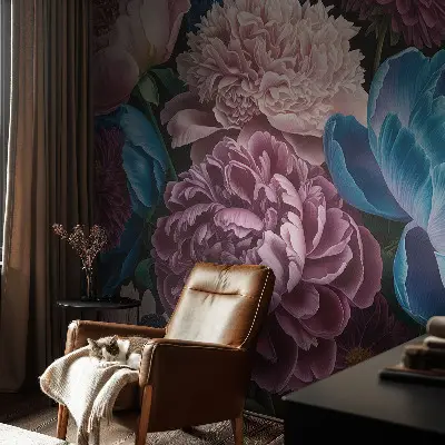 Papel de parede infantil com estampa de flores coloridas