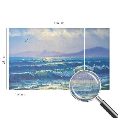 Papel de parede 3D com estampa de ondas do mar