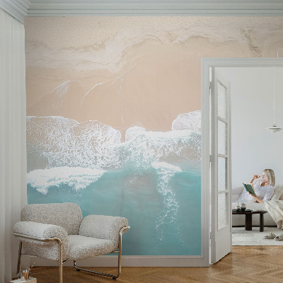 Papel de parede infantil com estampa de ondas estrondosas