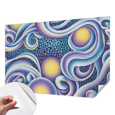 Papel de parede autocolante para sala com padrão de redemoinhos coloridos