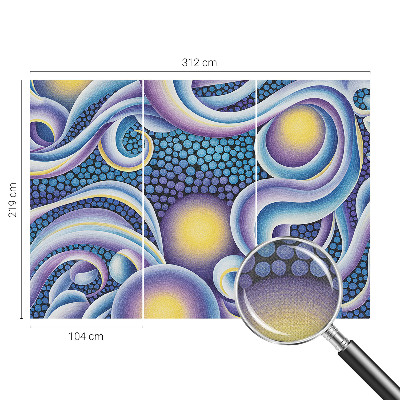 Papel de parede autocolante para sala com padrão de redemoinhos coloridos