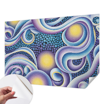 Papel de parede autocolante para sala com padrão de redemoinhos coloridos