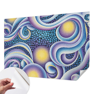 Papel de parede autocolante para sala com padrão de redemoinhos coloridos