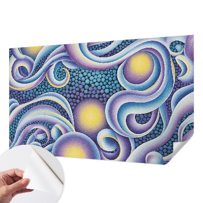 Papel de parede autocolante para sala com padrão de redemoinhos coloridos