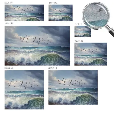 Autocolante de parede fotográfico com imagem de ondas do mar